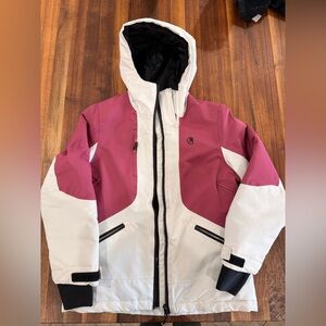 Girls Liquid Pink and White Snowboard Jacket